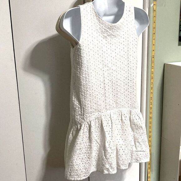 CAT & JACK Eyelet Sleeveless White Girls Summer Tiered Ruffle Dress Medium 7 8 - Picture 3 of 10